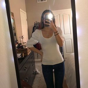 White fitted evening top